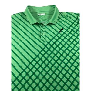 Fore Fathers Mens XXL Green Diagonal Grid Performance Golf Polo Shirt